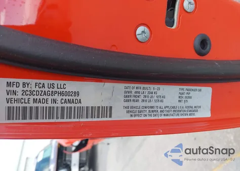 2023 Dodge Challenger Sxt from USA, damaged, VIN 2C3CDZAG8PH600289